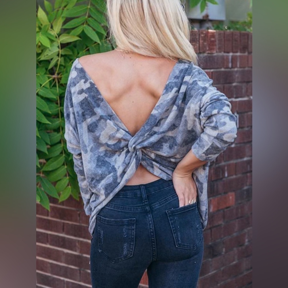 Camouflage Butter Soft Knotted-Back Sweater
